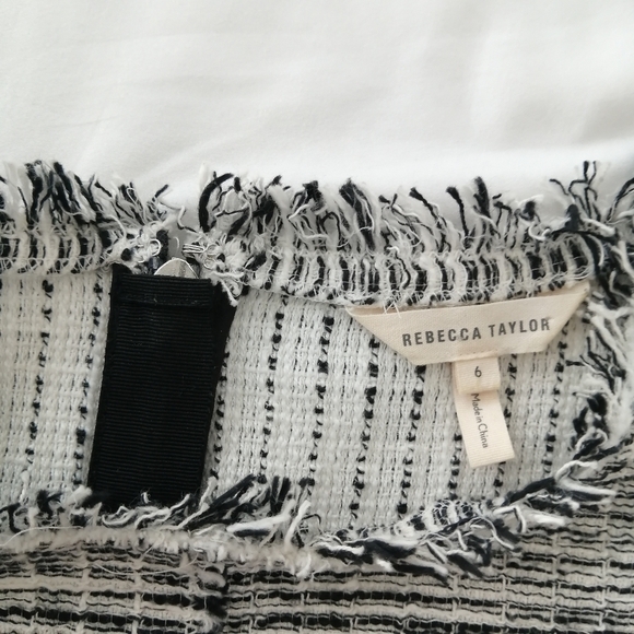 Rebecca Taylor Bouclé Tweed Top Fringe Hem Round Neck Heather Gray Blouse 6 - Picture 12 of 16